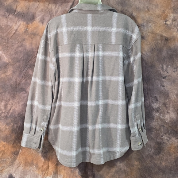 Madewell Kentwood Shirt Jacket Shacket Windowpane Flannel Tan Cream M - Picture 8 of 12